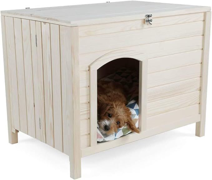 犬小屋 組み立て不要 猫小屋 収納できる猫トイレ 猫用トイレ収納カバー 天然木 杉 小屋 犬舎 猫舎 木製ゲージ 小型犬/中型犬 すのこ おしゃれ 収納便利 10,303円