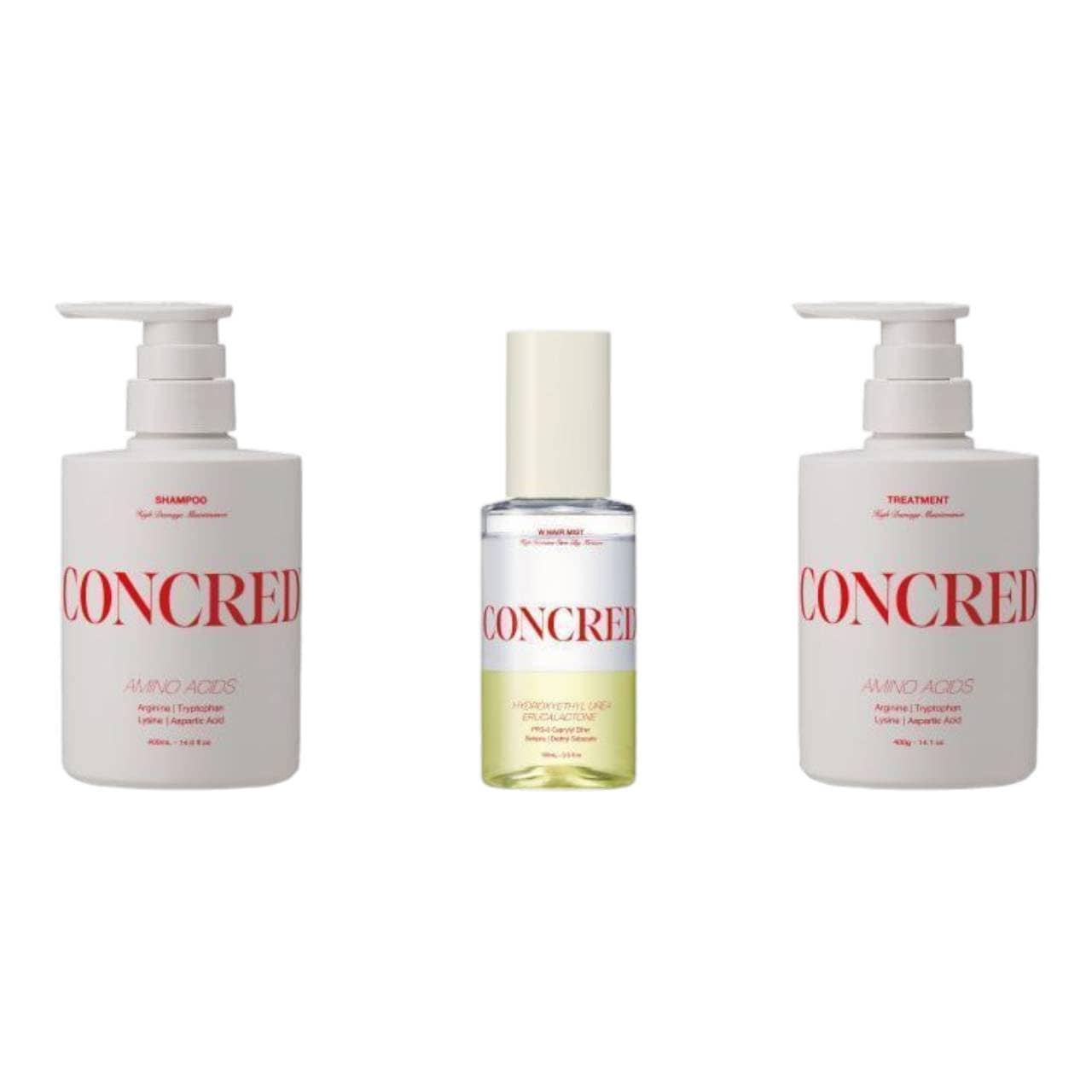 マツキヨ matsukiyo コンクレッド CONCRED ハイインテンシブケア ヘアセラム + ヘアミスト (シャンプー400ml+トリートメント400ml+ヘアミスト100ml(ハイダメージ))