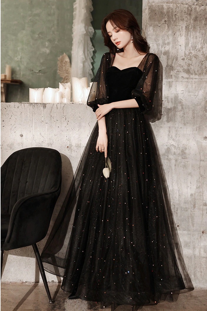 【迅速な出荷】ウエディング ロングドレス 黑 結婚式 二次会 ブライダル パーティードレス イブニングドレス