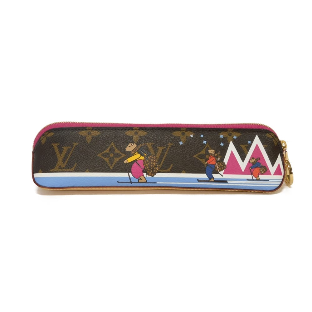 【中古】 ペンケース クリスマス ベア スキー LVサークル ゴールド 筆箱 トゥルース エリザベット モノグラム GI0289
