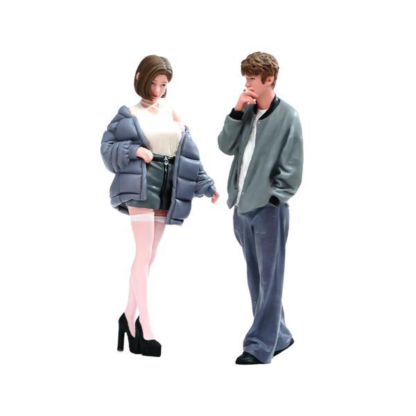 1/24スケールの少女と少年のモデル3Dキャラクターモデルジオラマ情景を再現したリアルなミニチュアシーン用ミニチュア人物
