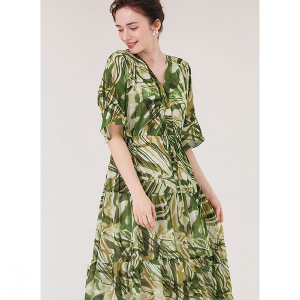 [マックスカルティッジオ] ジャングルフェアリープリント半袖ドレス