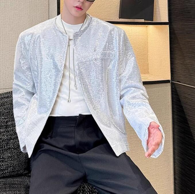 スパンコール演出服ジャケットアウター 韓国 ファッションメンズブ長袖 J193 2COLOR
