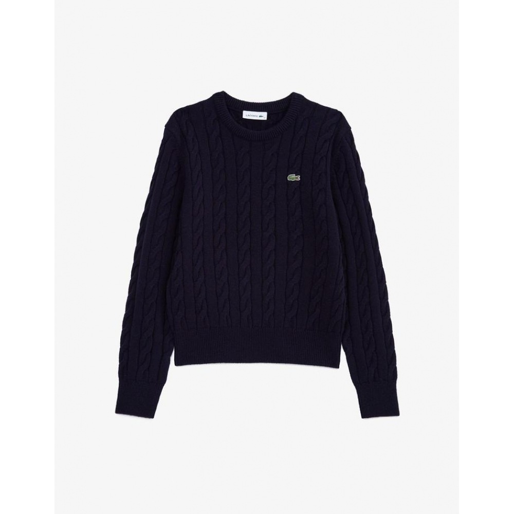ラコステ女性用ケーブルクルーネックセーター AF083E-55N HDE