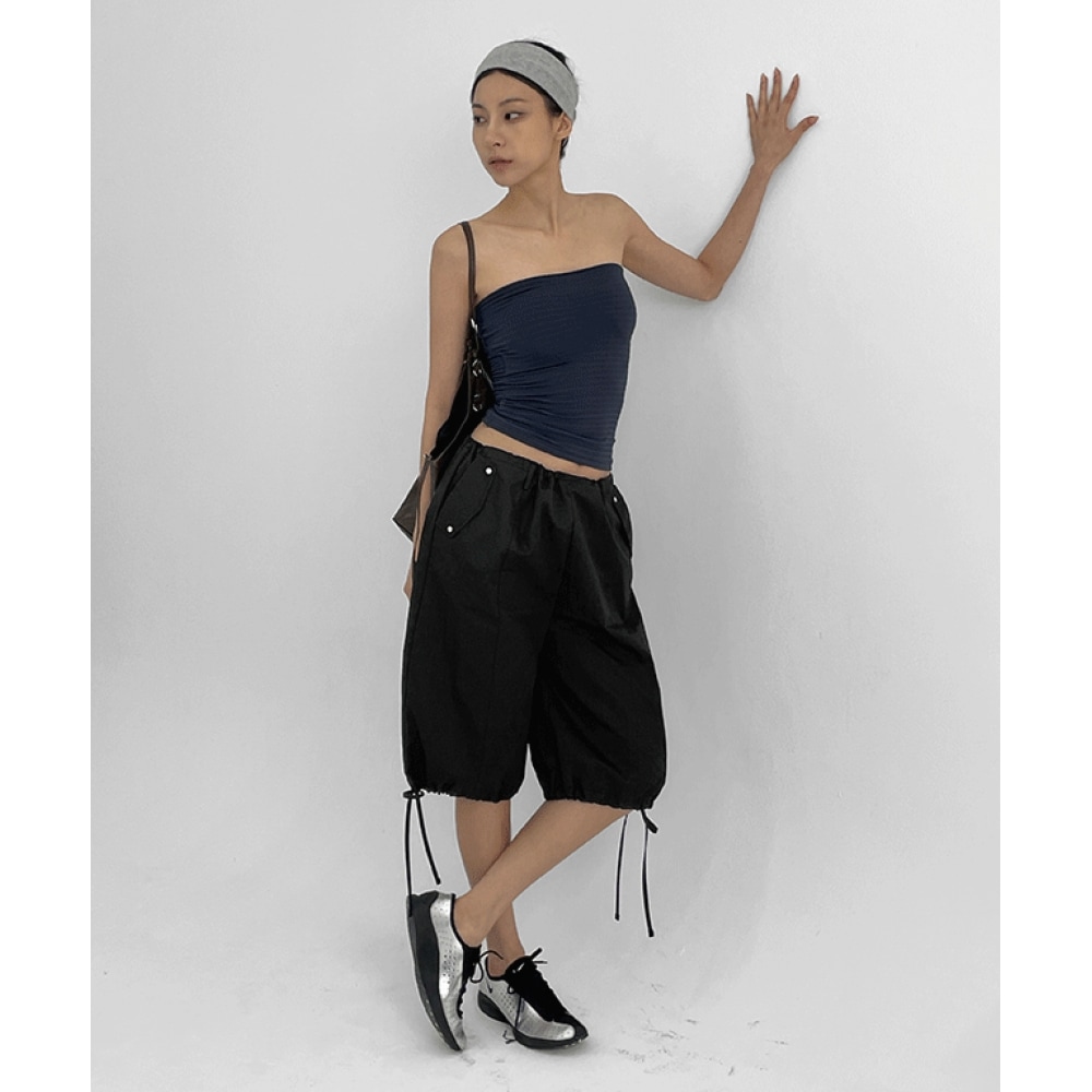 ブラックアップファネルストライプスリムチューブトップキャップ付き 5,177円