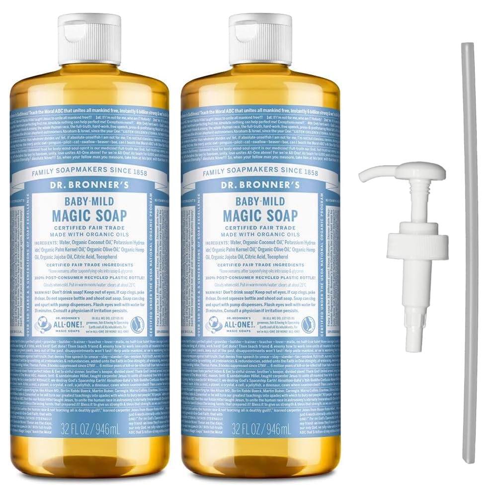 【2本＆ポンプノズルセット】マジックソープ 天然素材 [内容量：946ml ×2] (ベビーマイルド)