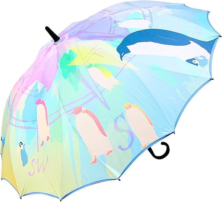 傘 レディース 長傘 桜骨 16本骨 雨傘 日傘 遮光 UVカット率 98％ UPF50+ 晴雨兼用 おしゃれ かわいい 大きい 一枚張り(しろくまとペンギン, 60cm)