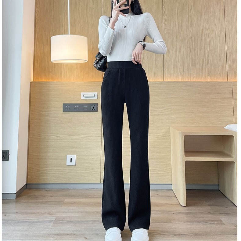 ボトムス ニット ストレート パンツ セミフレア リブ ウエストゴム リブニット 大人可愛い きれいめ シンプル 上品 おしゃれ かっこいい こなれ感 ラフ メンズライク 3XL レディース 無地 5,096円