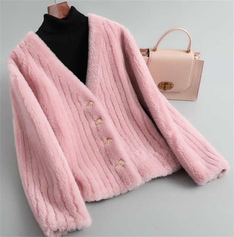 INSスタイル 2022新作 快適である 怠惰な風 ジェントルスタイル Ｖネック ファーワン ラムウール パーティクル カーディガン