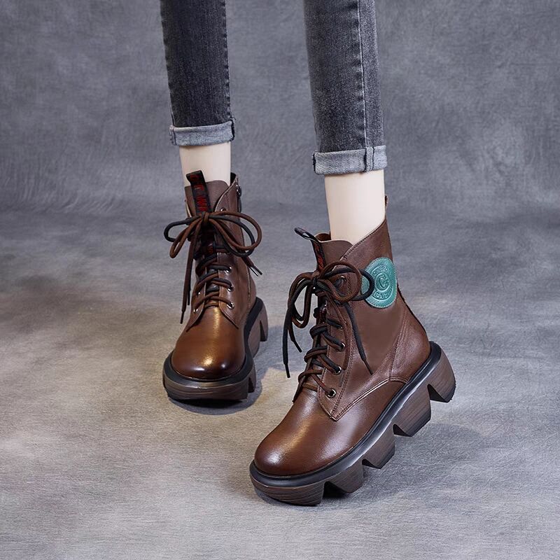 ショートブーツ レディース ワークブーツ ローヒール 厚底 シューズ 靴 無地 カジュアルシューズ