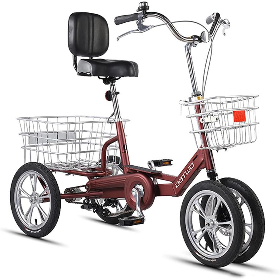 三輪自転車 大人用 高齢者 シニア 自転車 【2024 アップグレード版】三輪車 14インチ3輪バイク三輪 巡洋艦のバイク ダブルブレーキ ショッピング レクリエーショ
