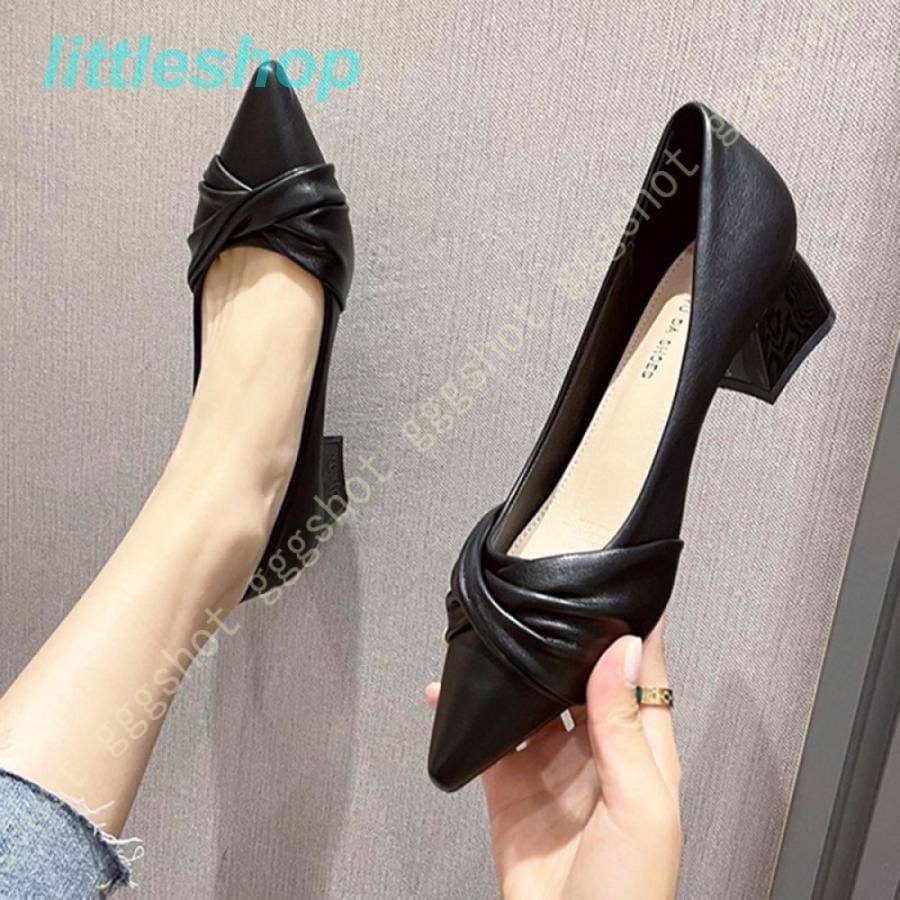 【急速出荷!】スタイルアップ！ヒールパンプス パンプス 走れる 楽 4E チャンキーヒール ポインテッドトゥ パンプス 5cmヒール レディース 靴 スリッポン スムース調 orange