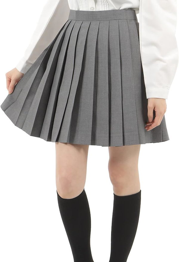 Qoo10] プリーツスカート 無地 学生 制服 車ヒ