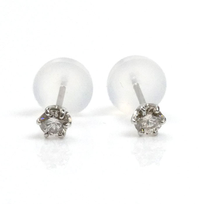 Pt900プラチナ ダイヤ ピアス ダイヤモンド0.1ct/0.1ct 0.3g レディース 中古