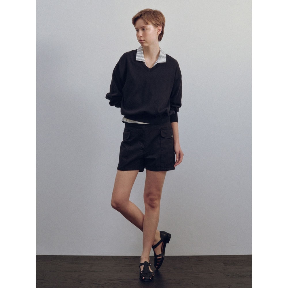 何も書かれていないカーゴポケットショーツ (ネイビー)