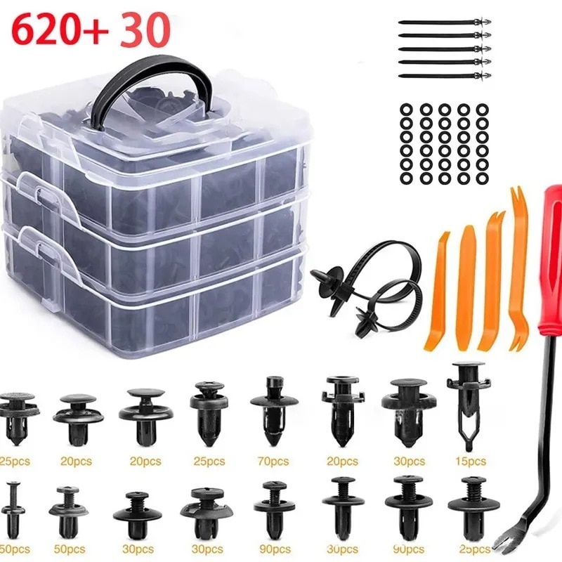 【3日以内発送】415/620自動ファスナークリップキットフェンダーリベットクリップ30ツール車体プッシュリテーナーピンバンパードアトリムパネルリテーナークリップ