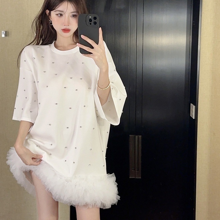 ワンピース ミニワンピース 5分袖 ラウンドネック ミニ丈 ファー ビジュー かわいい 大人可愛い きれいめ シンプル 上品 おしゃれ かっこいい カジュアル こなれ感 個性的 主役級 存在感 抜け感