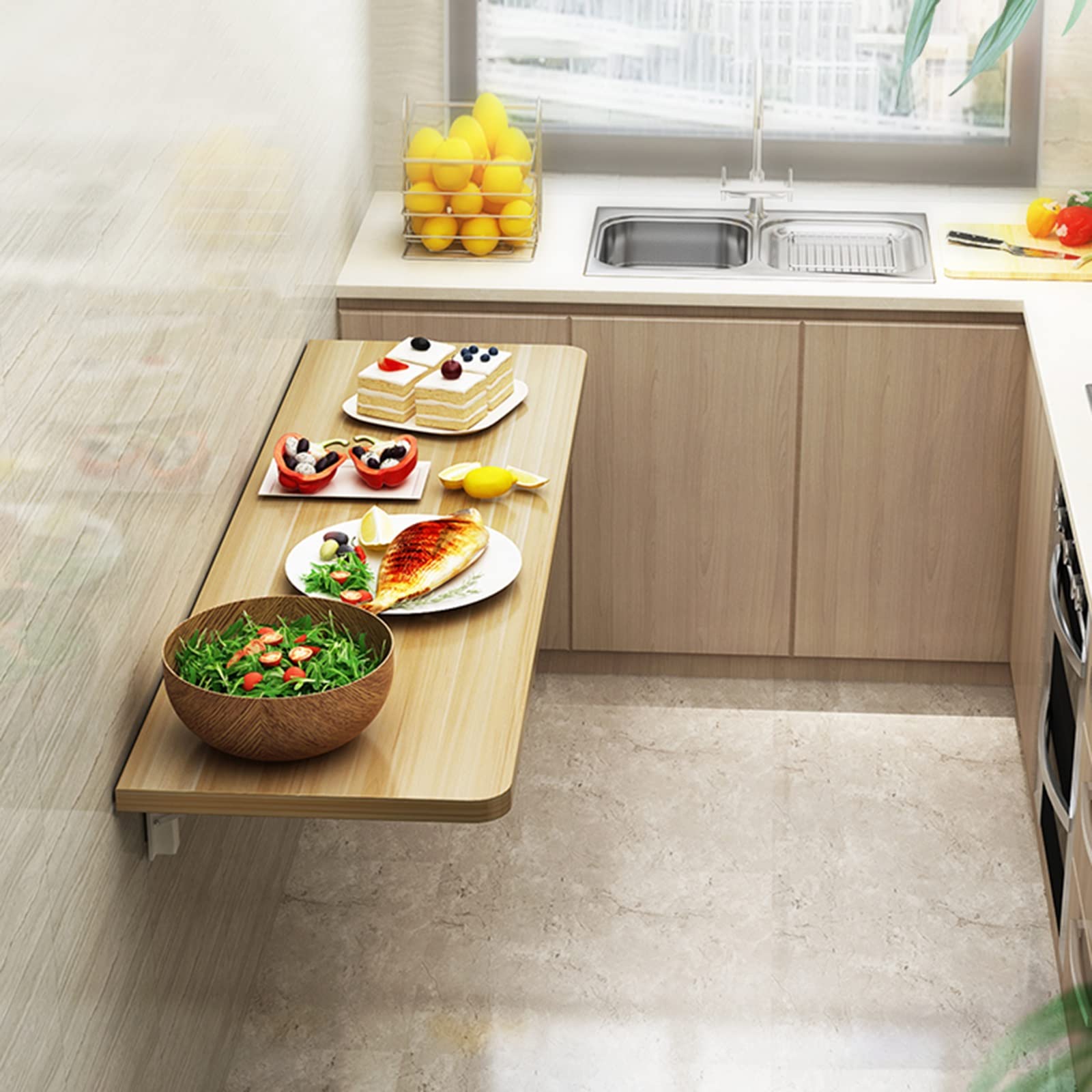 狭いスペース用の壁に取り付けられた折りたたみテーブル省スペース設計の厚みのあるドロップリーフコンピュータデスクランドリーダイニング書斎キッチンディナーバーに最適衣類を折りたたむための折り