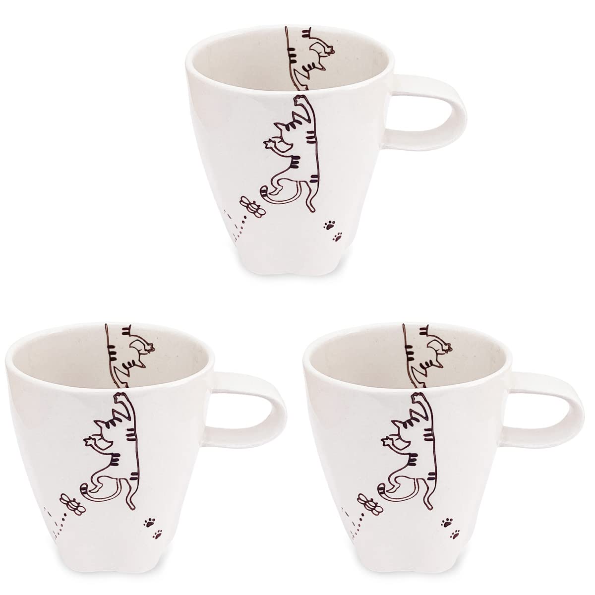 J-kitchens 工房祥 sho～ 3個セット こ ねこ 肉球 グラス （陶磁器） トラ 波佐見焼 日本製