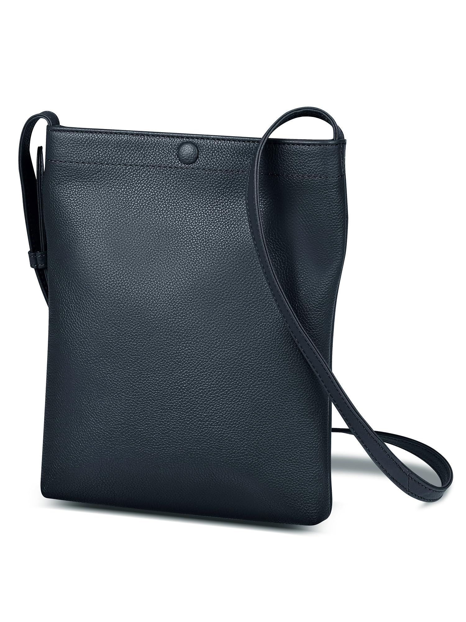 [ムラ] メンズ サコッシュ 軽量 タテ型 薄型 本革 マグネットボタン付 ネイビー