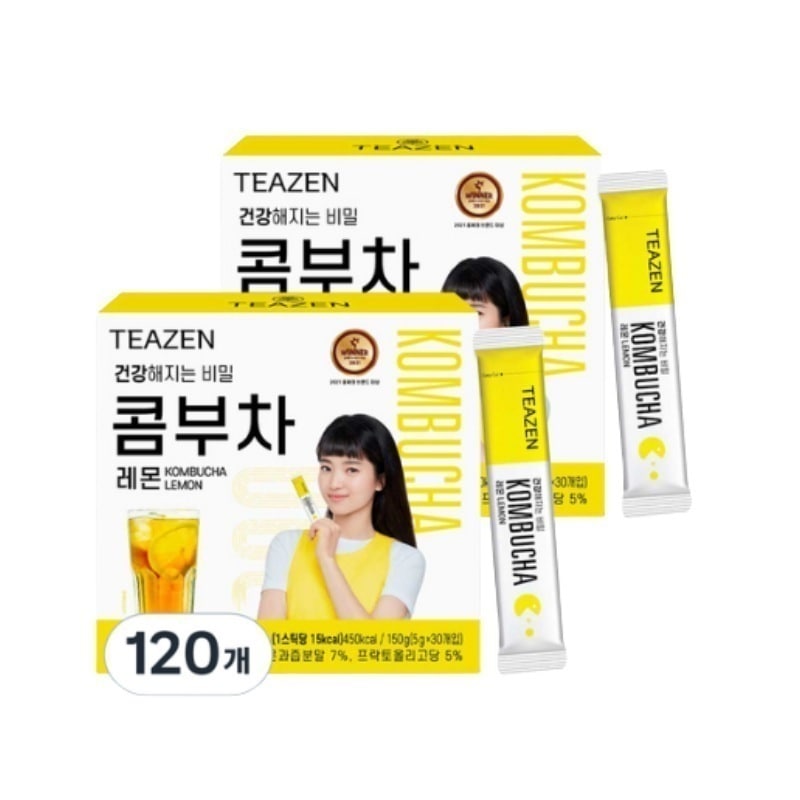 BTSジョングクs Pick コンブチャ(レモン味) 5g * 120ea 大容量 韓国ダイエット 美容茶 微炭酸 さっぱり