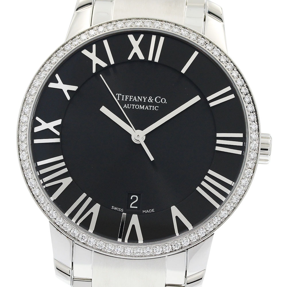 ティファニー TIFFANY&Co. Z1801.68.10B10A00A アトラスドーム デイト ダイヤベゼル 自動巻き メンズ 美品 保証書付き_948658【中古】