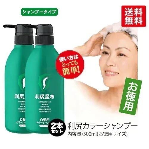 公式 利尻ヘアカラーシャンプー 500ml×2本セット 大容量 ノンシリコン ノンジアミン 無添加 ヘアカラー 白髪染め 部分染め 全体染め 白髪カバー 色落ち 防止 ヘアケア 白髪 髪 男性