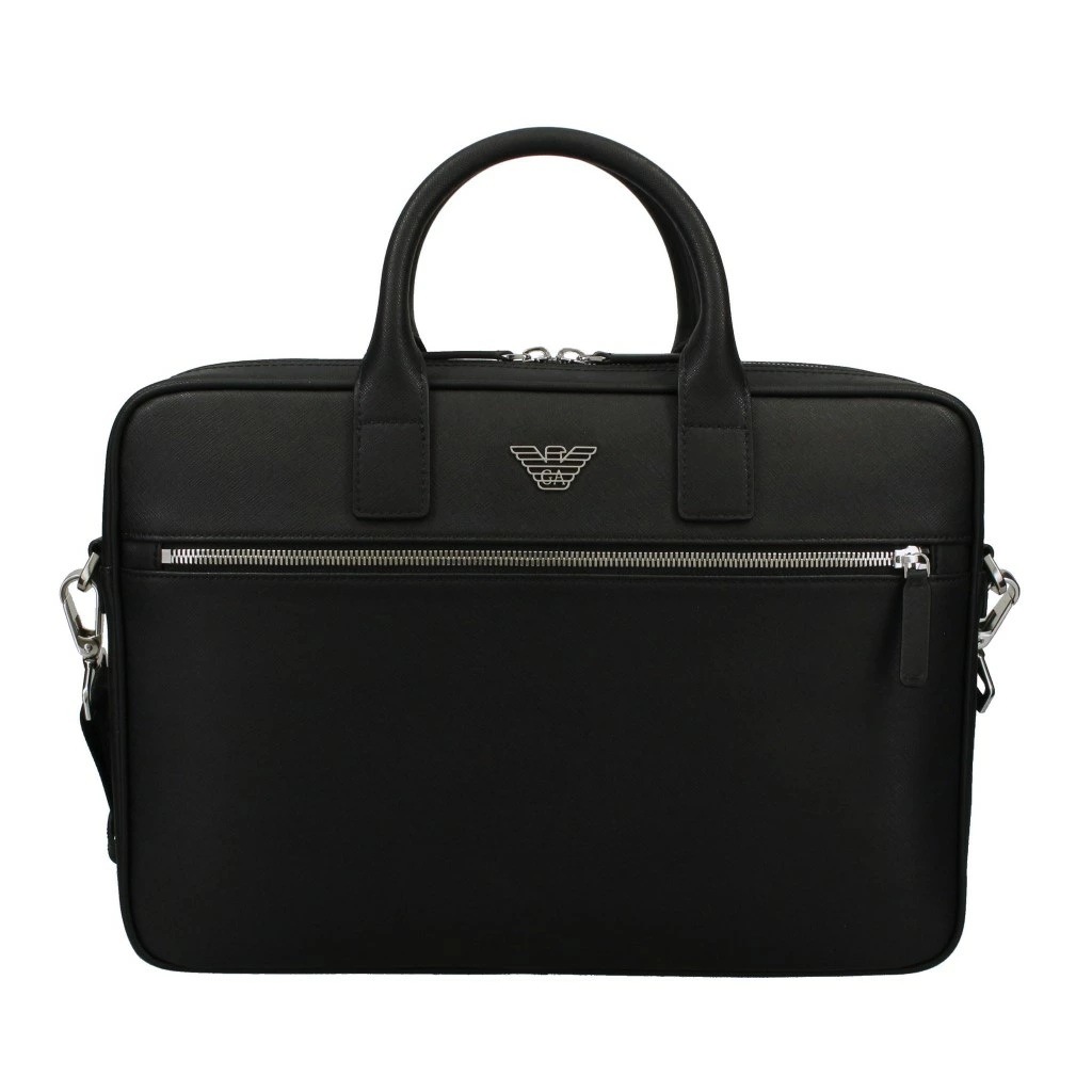 EMPORIO ARMANI Y4P119-Y138E-81072 エンポリオ アルマーニ ビジネスバッグ ブリーフケース イーグルプレート 合成皮革×ポリエステル ブラック×シルバー