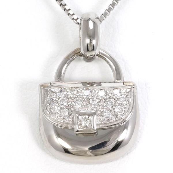 K18 18金 WG ホワイトゴールド ネックレス ダイヤ 0.04 0.12 ジュエリー 中古