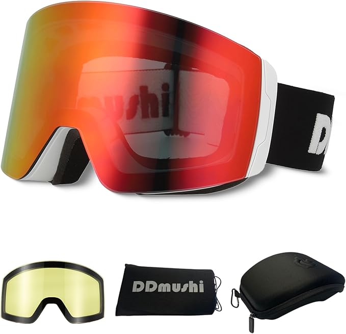 スノーボード ゴーグル 日本企画品 スノボ スキーゴーグル レンズ交換可 昼 夜用 レンズ2枚セット 眼鏡対応 ヘルメット対応 曇り防止 (交換用レンズ*2/ハードケース/収納巾着袋/日本語説明書付き