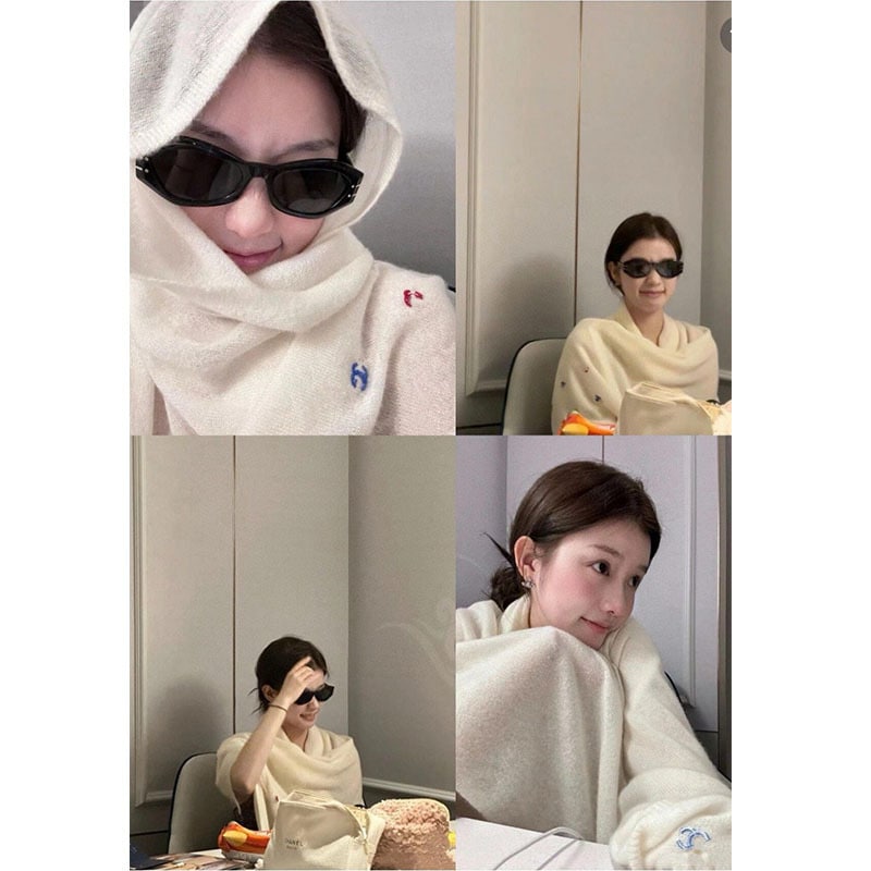 ニット感覚と多用途の暖かいショールを備えた女性用 Xiaofacai カラフルなスパンコール付きカシミヤ スカーフのハイ バージョン