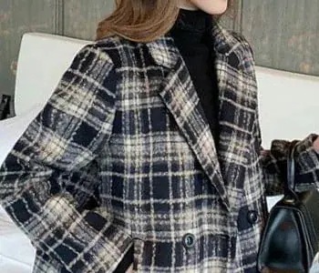 アウターダウンジャケットコートダブルブレスト ミドル丈 アウター チェスターコート 体型カバー コート 防寒 チェック ハーフコート 上着 格子柄 チュニック丈 温かい ピーコート 襟付き 防風