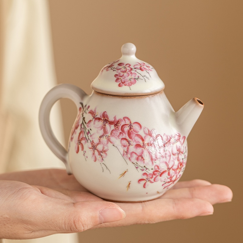 ラードゼリーの梨型ティーポットティーポットミニティーポット高級Ru窯カンフーティーセットティーポットは開くことができます