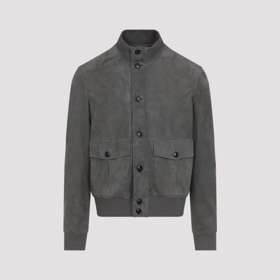 ERMENEGILDO ZEGNA Men Leather Jackets UHPSRA3 H161 N07 GRIGIO MEDIO