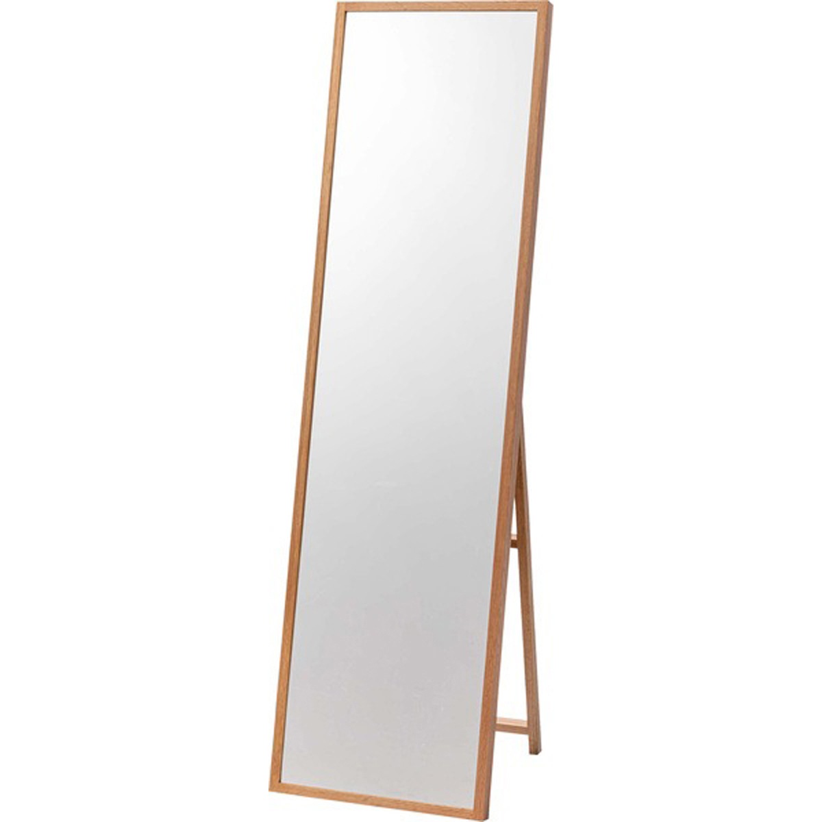 スタンドミラー MTK-312NA 鏡 ミラー スリム おしゃれ 全身ミラー 姿見 全身鏡 壁掛けミラー ウォールミラー オーク オーク無垢材 北欧 ナチュラル シンプル モダン 飛散防止 省スペース