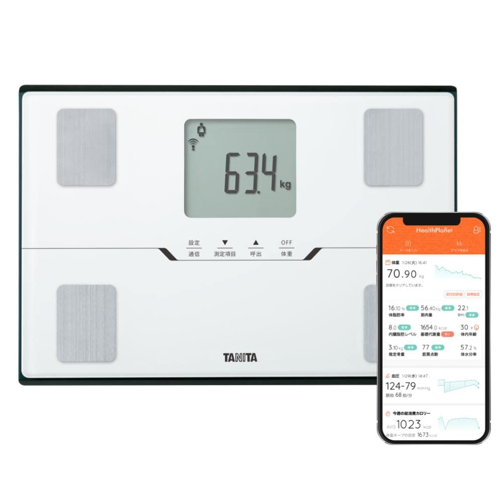 タニタ(Tanita) 体重 体組成計 スマホ連動 ヘルスメーター BC-768 ホワイト【体脂肪率/内臓脂肪レベル/筋肉量/基礎代謝量/体内年齢/推定骨量/BMI/スマホ連動/乗るピタ】