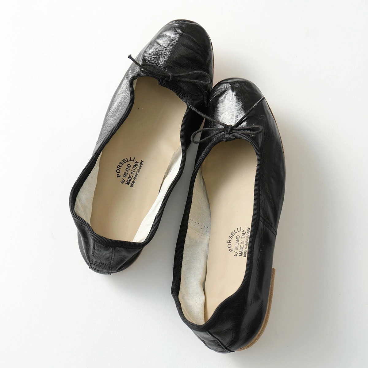 PORSELLI ポルセリ バレエシューズ BALLERINE PELLE レディース ナッパレザー イタリア製 フラットシューズ パンプス リボン ラウンドトゥ 靴 NERO 20,945円