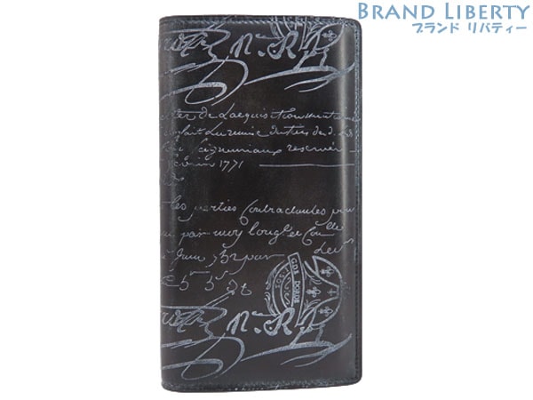 激レア美品ベルルッティカリグラフィエベネスクリットレザー二つ折り長財布ブラックシルバーパティーヌヴェネチアレザー