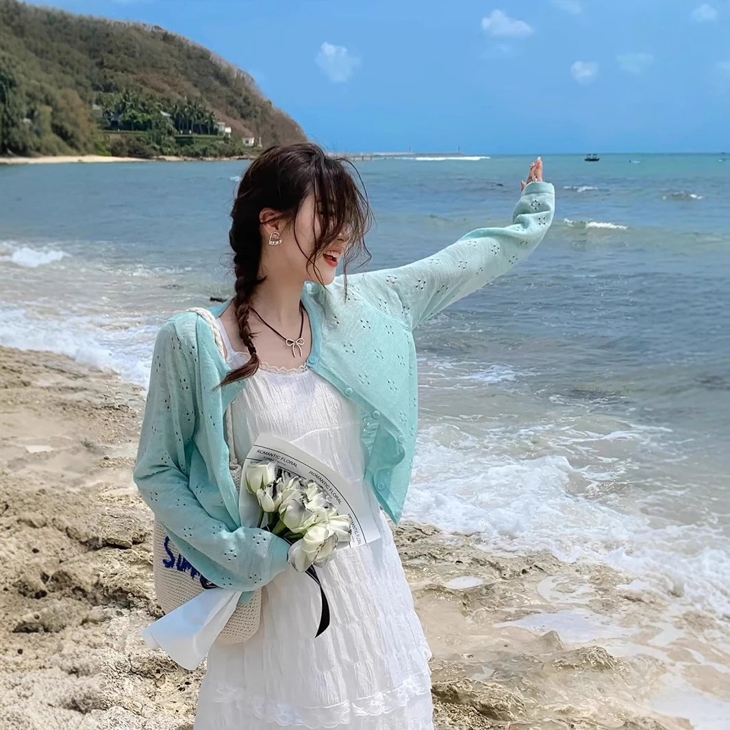 【超お得1つ買うと10個もらえる】メガ割夏でも着れる！サマーニット ニットウェア 夏 薄手 カーディガン レディース 新作 ジャケット オーバーレイ キャミソール スカート スモック ニット トップス