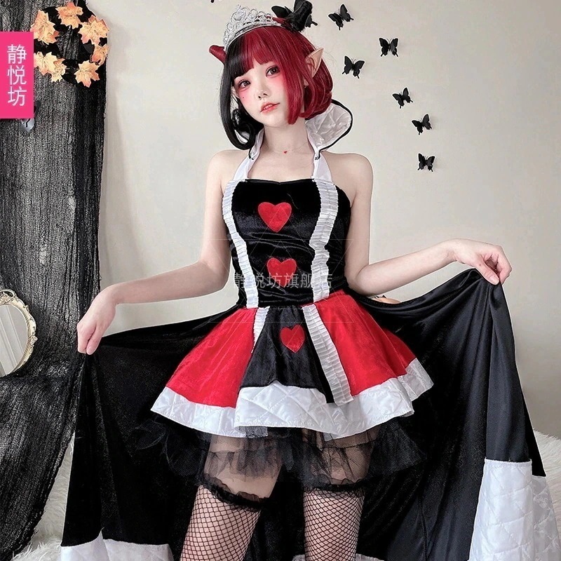 [高品質]ハロウィン ポーカー ハートの女王 コスチューム ハートの女王 魔女 コスチューム コスプレ ロールプレイング パーティー コスチューム