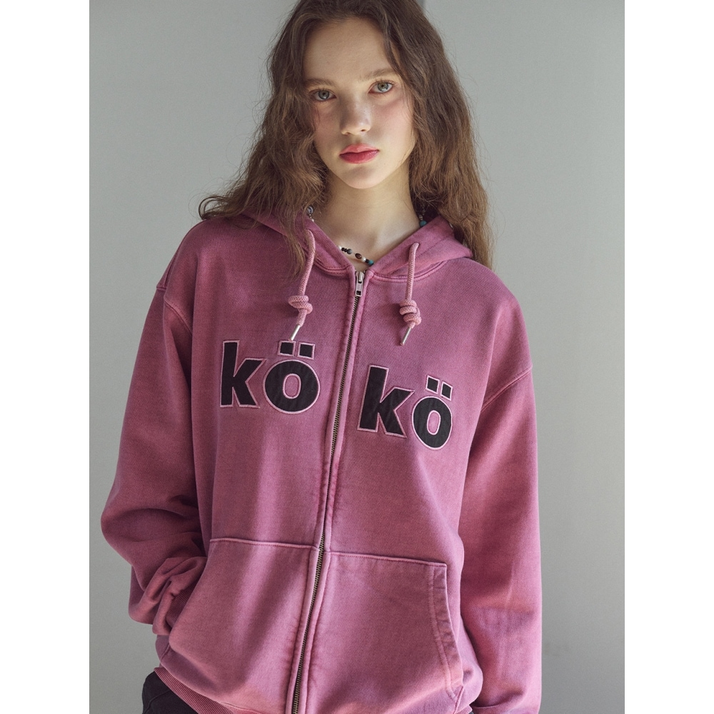 CPGN KOKO アップリケピグメントフーディージップアップダスティピンク