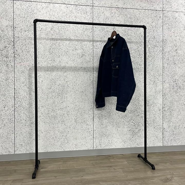 ハンガーラック ガス管 アイアン 黒 パイプ インダストリアル 収納 什器 (ブラック, 幅120cmx高150cm)