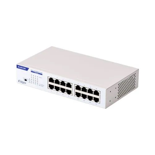 エレコム EHC-G16MN4-HW スイッチングハブ 16ポート ギガビット 金属筐体 静音ファンレス ホワイト