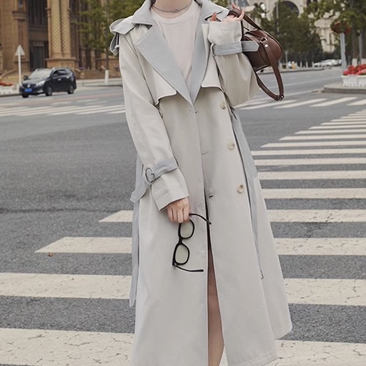 レディース アウター コート ロングコート トレンチコート 長袖 襟付き 前開き ボタン ポケット ウエストベルトかわいい 大人可愛い きれいめ シンプル 上品 おしゃれ かっこいい レトロ 7