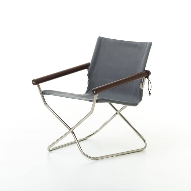 ニーチェアX80 NY-410ディレクターズチェア 椅子　グレー/布地 ダークブラウン/肘 パーソナルチェア 折りたたみチェア アウトドアチェア 37,180円