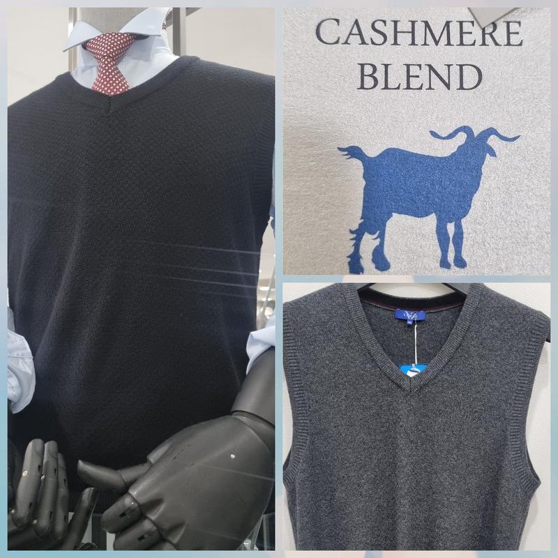 ニットベスト/カシミア混紡/新商品 YJEWCD450 BK GY_US