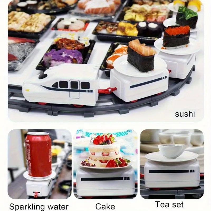 22個の小さな回転式寿司トレイン日本の刺身寿司プレート回転式トラック寿司トランスファーベルト家庭用DIY寿司バーファミリーパーティーピクニッククリスマスイースターに適しています