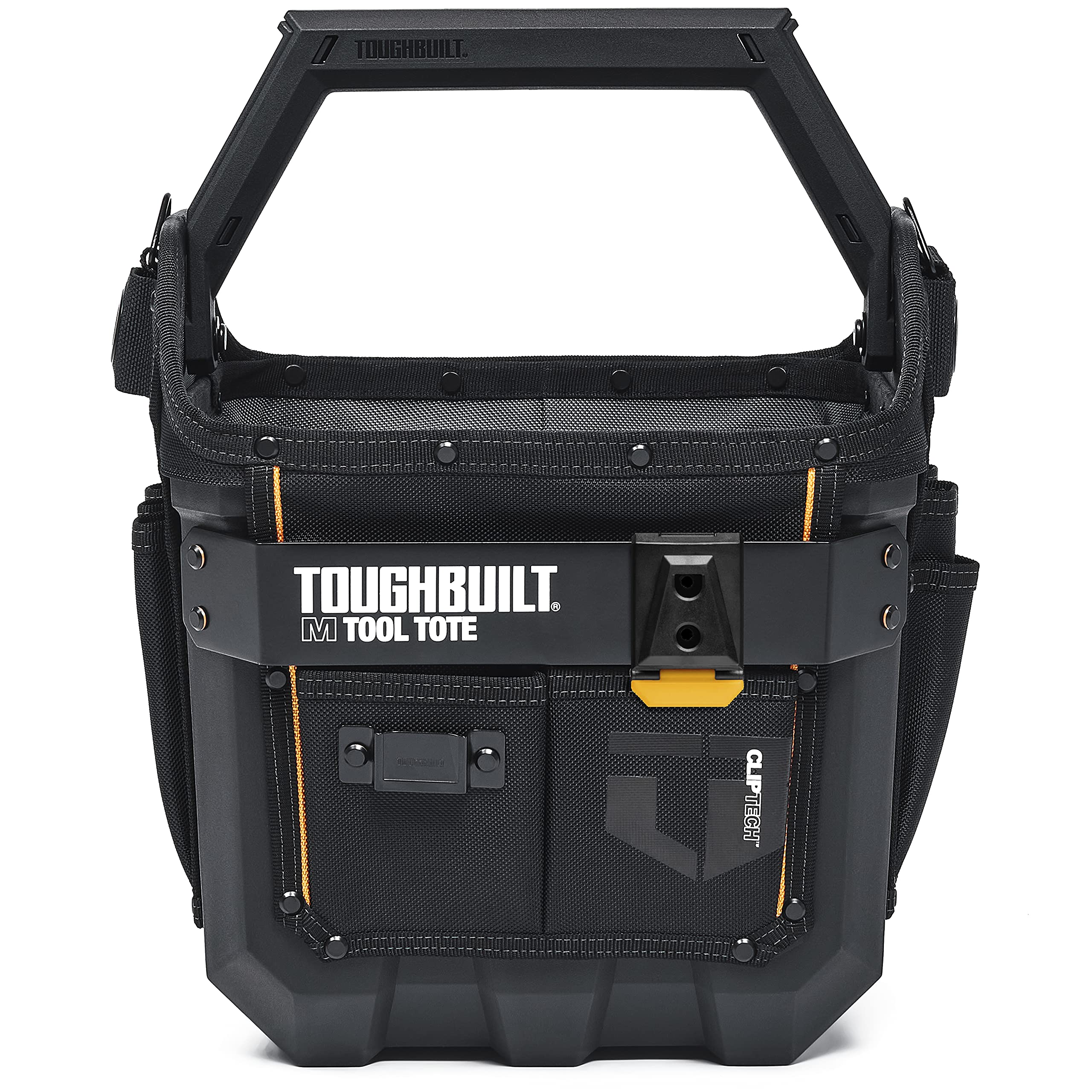 ToughBuilt - 12 In Tool Tote w/Waterproof Base - Riveted Pocket Panels - 3 Tool Dividers, Quick Rele