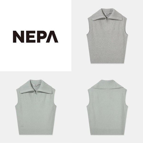 女性デイリーハーフジップアップセーターベスト_7L85903_BP