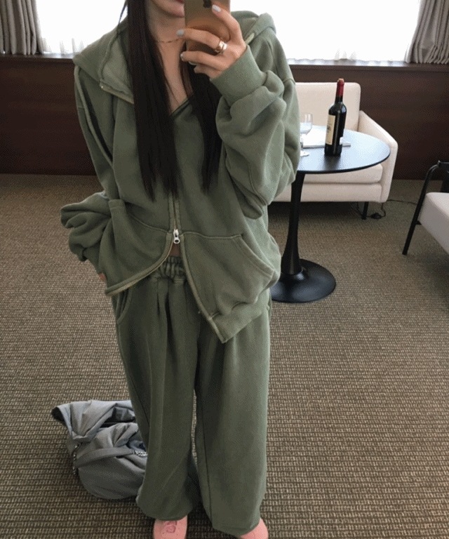 ピグメント) ミニマルピンタックストリングワイド [5color] [ジャージ/コットン/コットン/ロングパンツ/ワイド/ストレート/クアンク/飲むルック/大学生/y2k]
